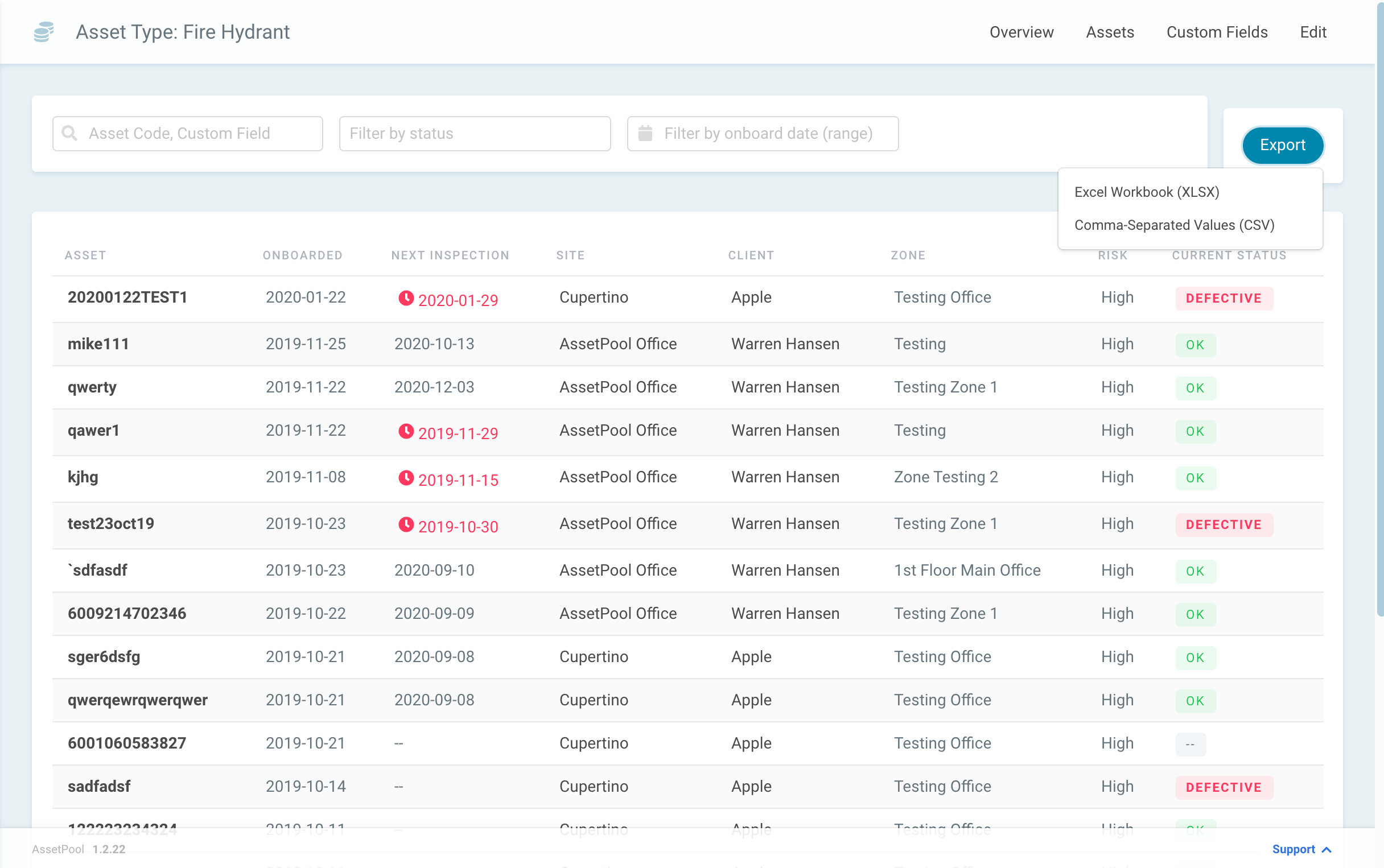 Assetpool Asset Export