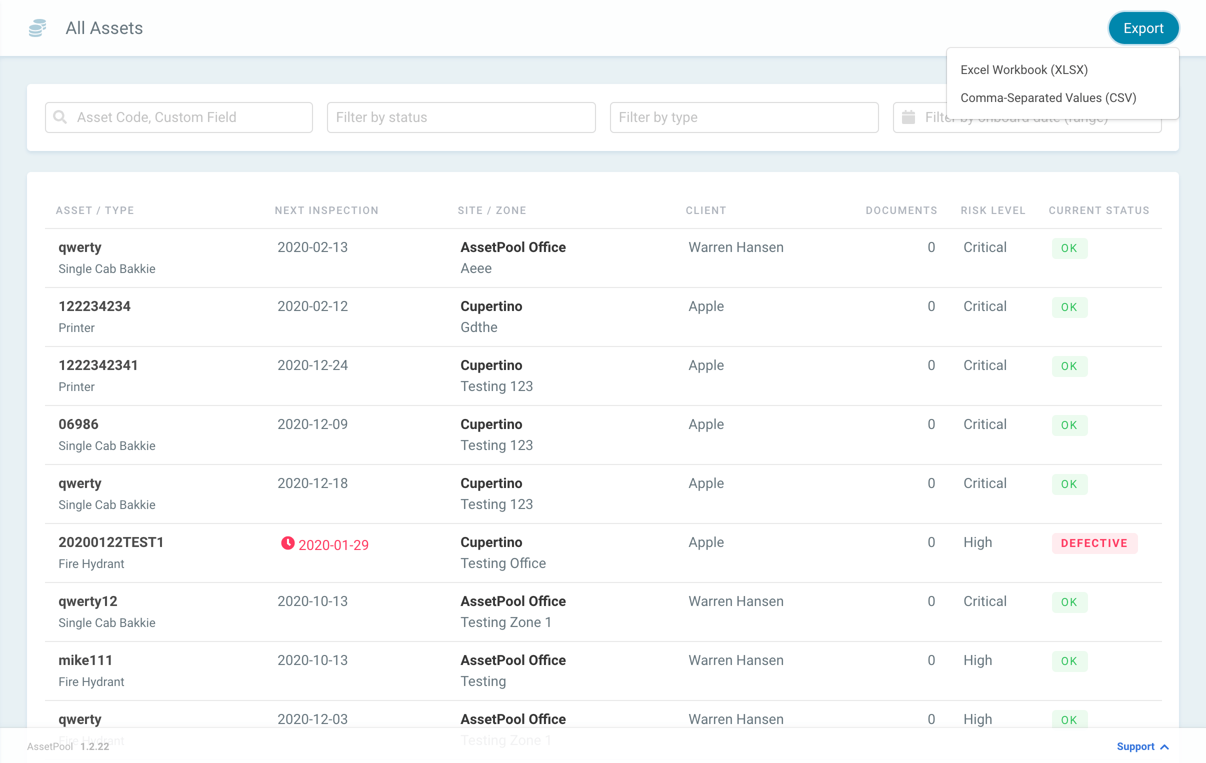 Assetpool Export Assets