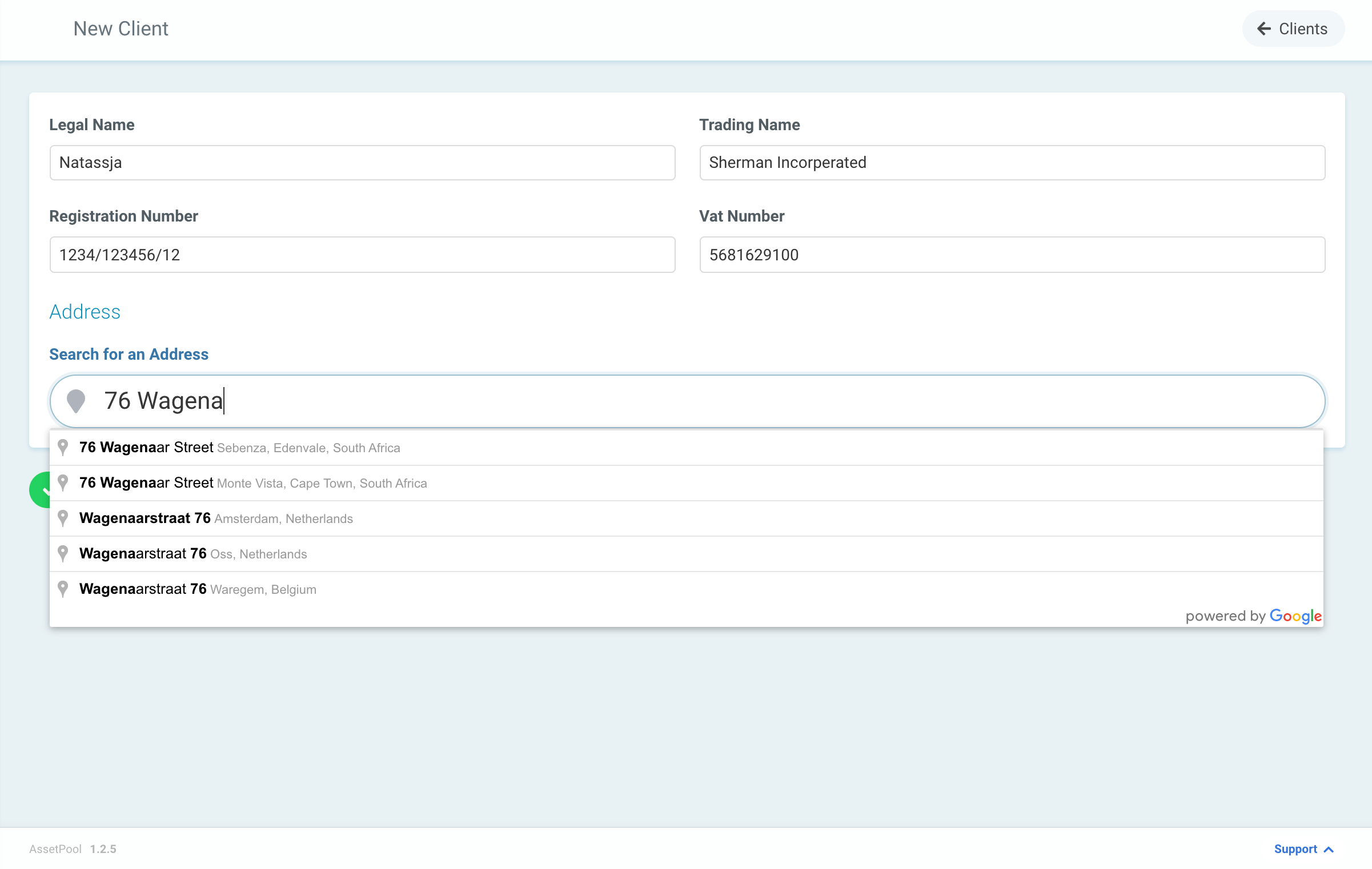 Assetpool Client Address